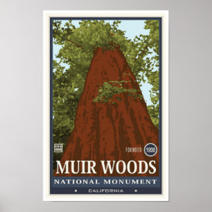 Poster Monument national 3 en bois de Muir