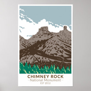 Poster Monument national de Chimney Rock Colorado Vintage