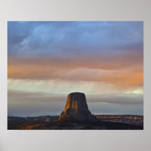 Poster Monument national de Devils Tower, Orage au couche