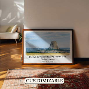 Poster Monument national de Devil's Tower Wyoming, Aquare
