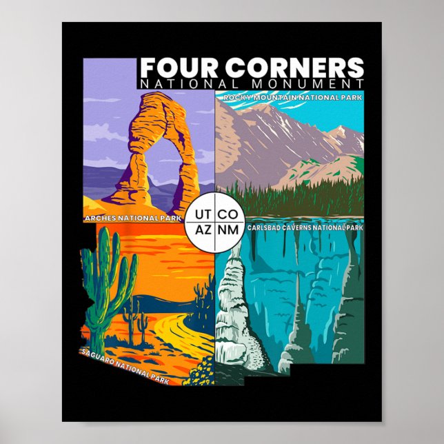 Poster Monument National Des Quatre Coins Avec Parcs Nati (Devant)