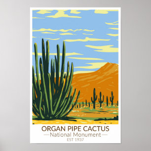 Poster Monument national du cactus en tuyau d'orgue Arizo