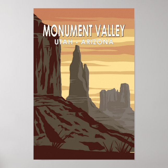 Poster Monument Valley Arizona Utah Vintage (Devant)