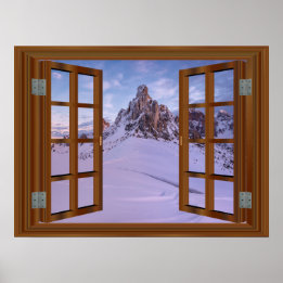 Poster Monument Valley USA Faux Window Vue hiver