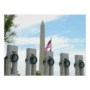 Poster Monument Washington et mémorial de la Seconde Guer