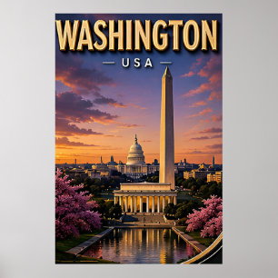 Poster Monuments du Capitole de Washington DC Skyline