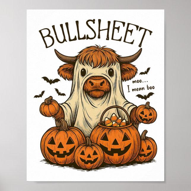 Poster Moo... Je Veux Dire Boo Tôle Vache Fantôme Hallowe (Devant)