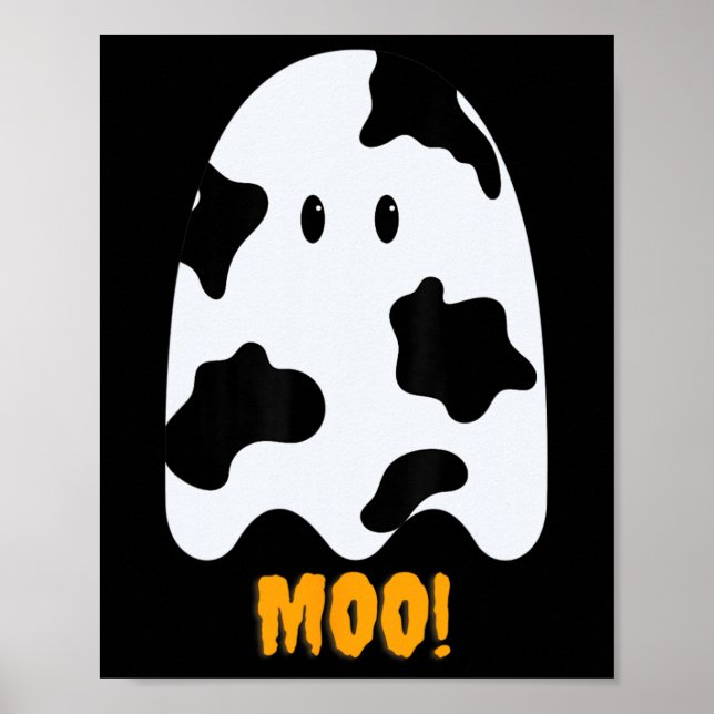 Poster Moo ! Vache drôle mignonne Imprimer Fantôme Hallow (Devant)