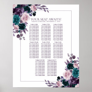 Poster Moody Boho   Eggplant Purple Floral Wreath Siège
