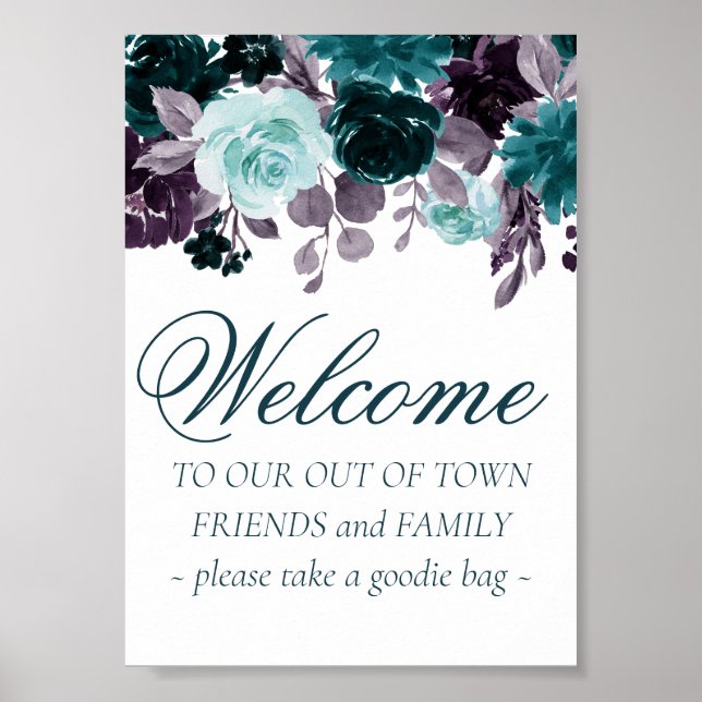Poster Moody Boho | Turquoise et violet hors ville invité (Devant)