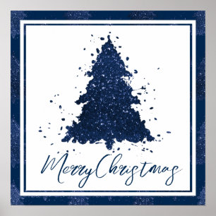 Poster Moody Joyeux Noël   Classy Dark Navy Blue Tree
