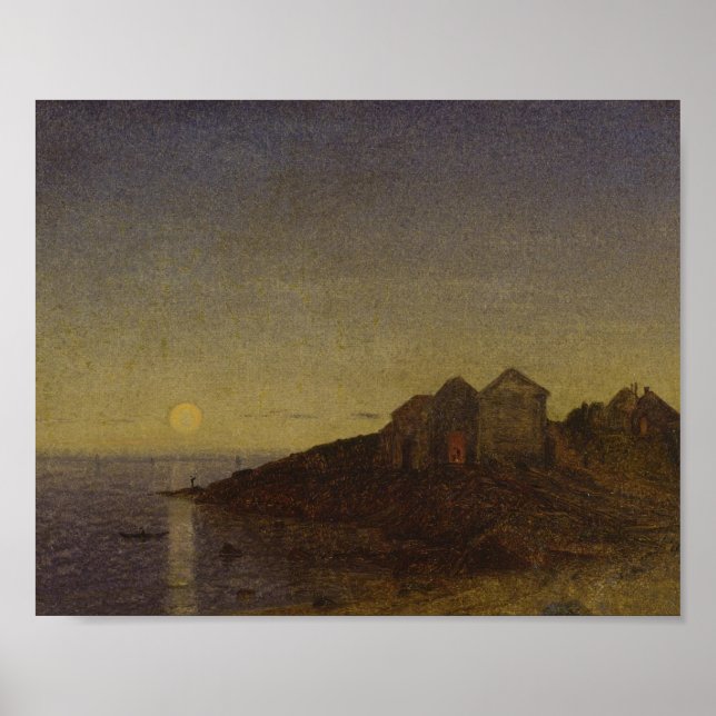 Poster Moody Moonlit Bay Art (Devant)