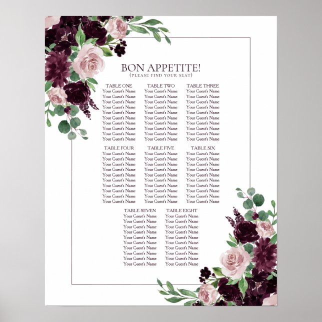 Poster Moody Passion | Graphique de sièges à cadre floral (Devant)