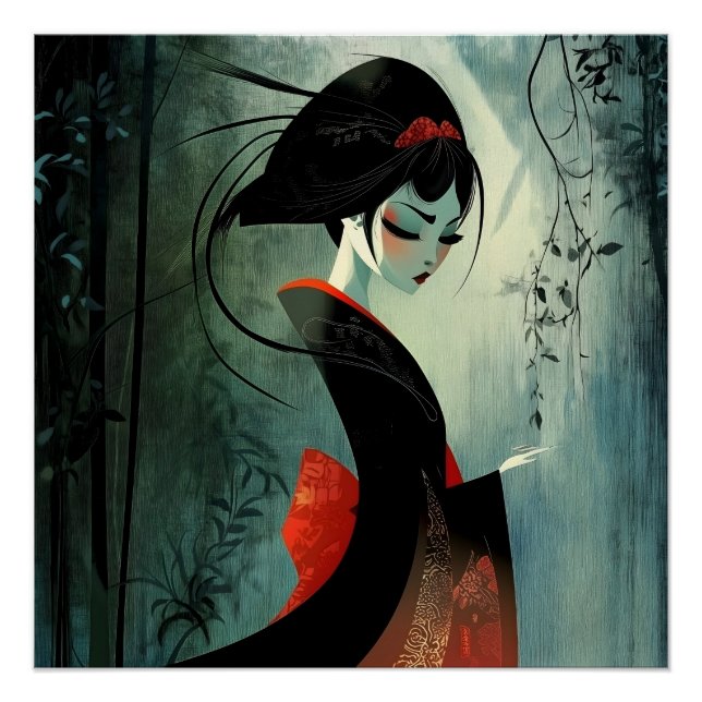 Poster Moody Thoughtful Anime Girl (Devant)