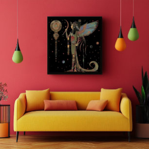 Poster Moon égyptien Dieu Khonsu Arc-en-ciel Noir Abstrai