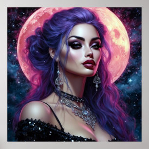 Poster Moon Goddess Imaginaire gothique Pinup