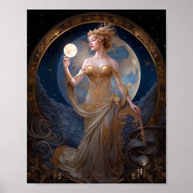 Poster Moon Goddess Queen Imaginaire Art (Devant)