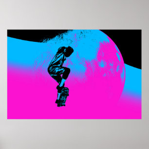Poster Moon Jumping - Skateboarder