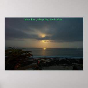 Poster Moon Rise over Supertubes, J-Bay, South Africa