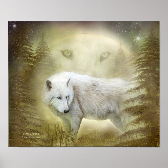 Poster Moon Spirit 2 - White Wolf Fine Art Poster/Imprime (Devant)