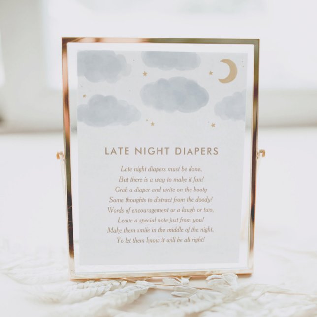 Poster Moon Stars Baby shower Late Night Diapos (Créateur téléchargé)