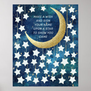 Poster Moon & Stars Baby shower Livre d'invité Alternativ