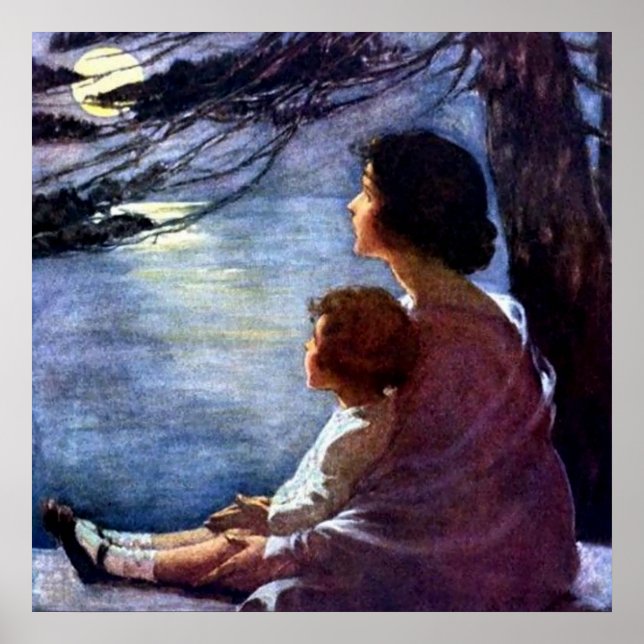 Poster "Moonbeams" de Jessie Willcox Smith (Devant)