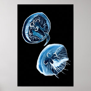 Poster MoonJellyfish aquarelle art