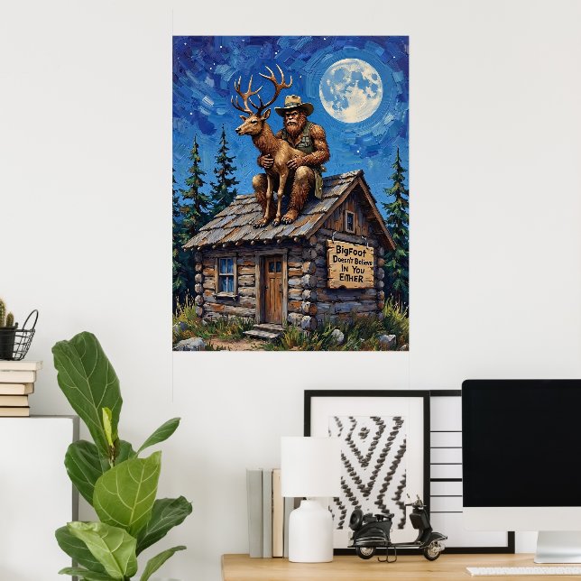 Poster Moonlit Belief : Le compagnon Cabine de Bigfoot (Bureau à domicile)