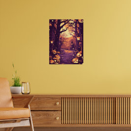 Poster Moonlit Haunted House Pathway