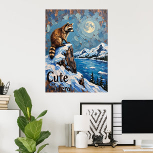 Poster Moonlit Majesty : Raccoon au-dessus du lac des nei