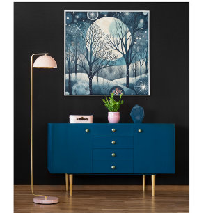Poster Moonlit Nordic Forest, personnalisable
