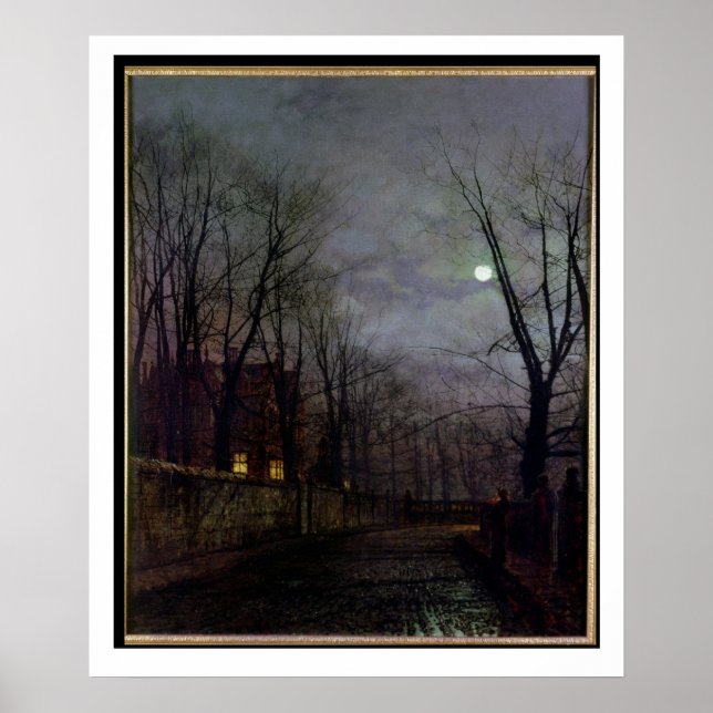 Poster Moonlit Street Scene, 1882 (oil on canvas) 2 (Devant)