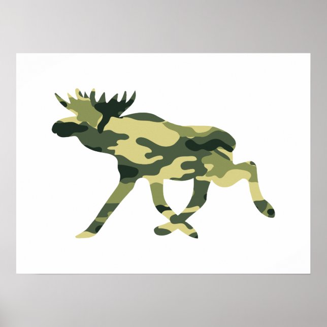 Poster Moose / Elk Woodland Camouflage / Camo (Devant)
