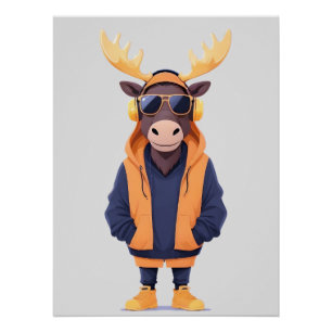 Poster Moose Portant Sweat - shirt à capuche Drôle Cool a