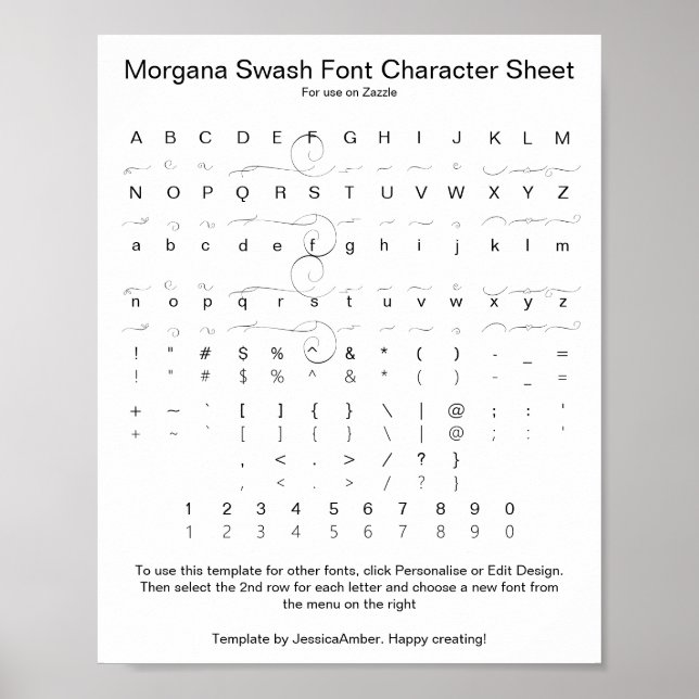 Poster Morgana Swash Font Chararacter Reference (Devant)