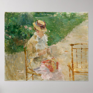 Poster Morisot - Jeune Femme Cousant Dans Le Jardin 1883