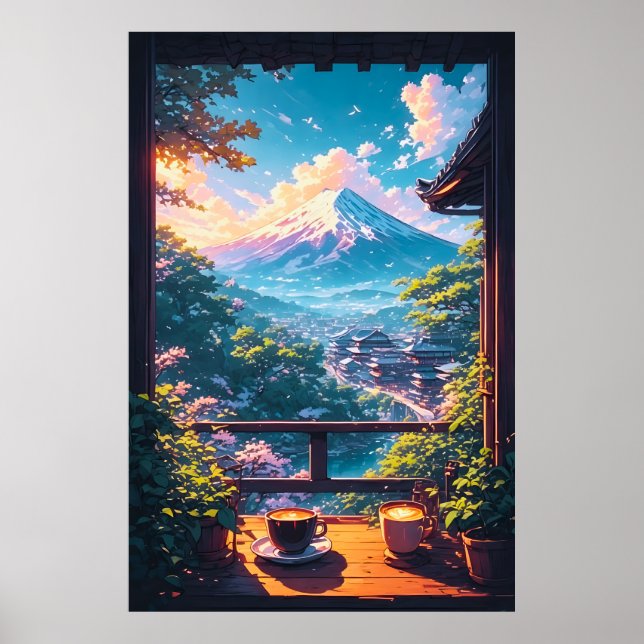 Poster Morning Calm over Fuji (Devant)