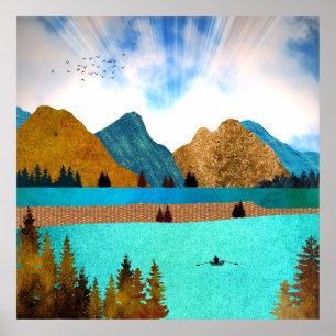 Poster Morning Lake Rower