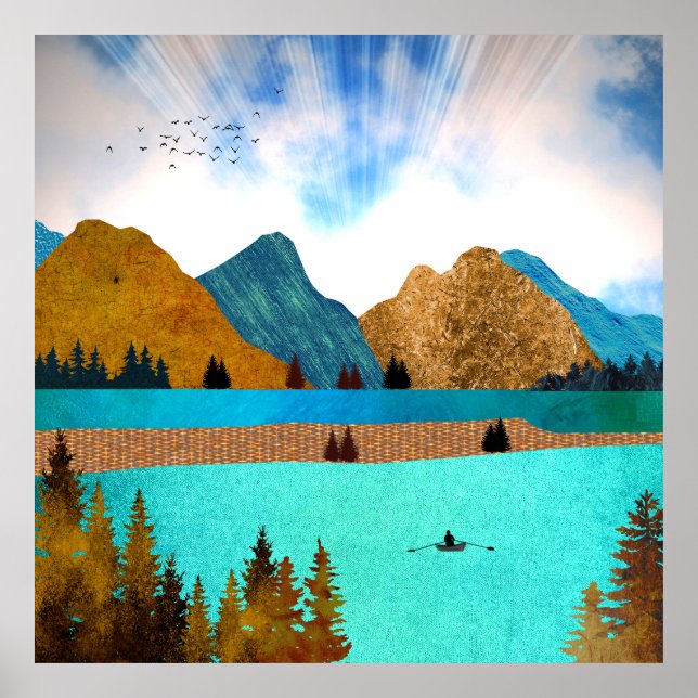 Poster Morning Lake Rower (Devant)