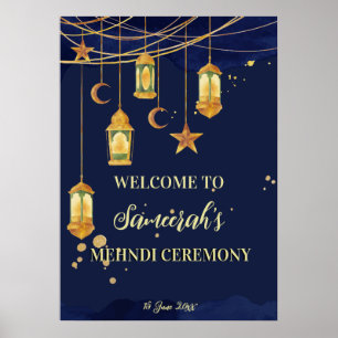 Poster Moroccan lanterns starry night personalized Mehndi