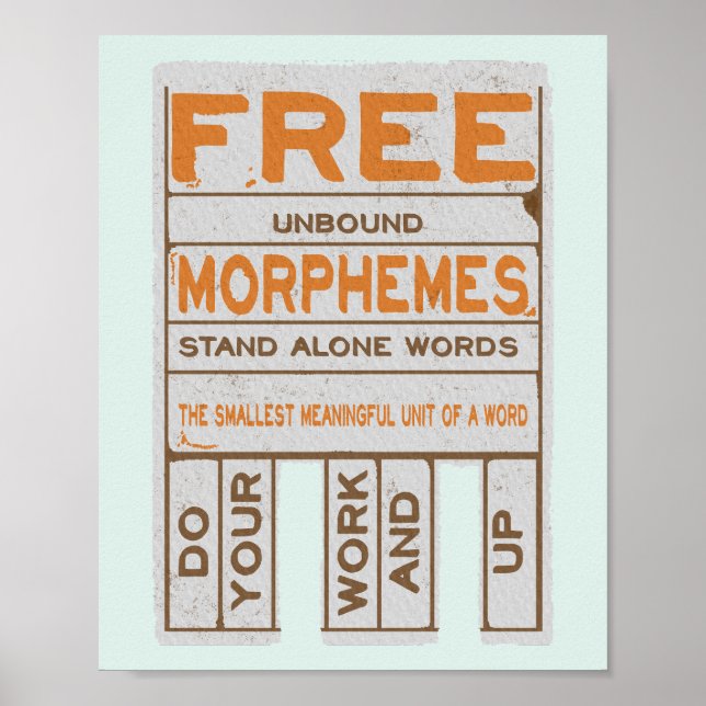 Poster Morphèmes libres humoristique structurée littérati (Devant)