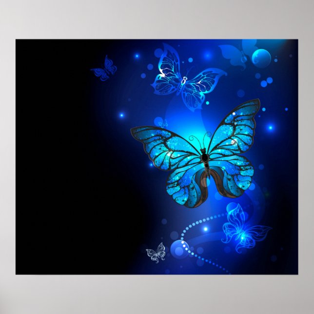 Poster Morpho Butterfly in the Dark Background (Devant)