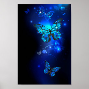 Poster Morpho Butterfly in the Dark Background