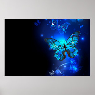 Poster Morpho Butterfly in the Dark Background