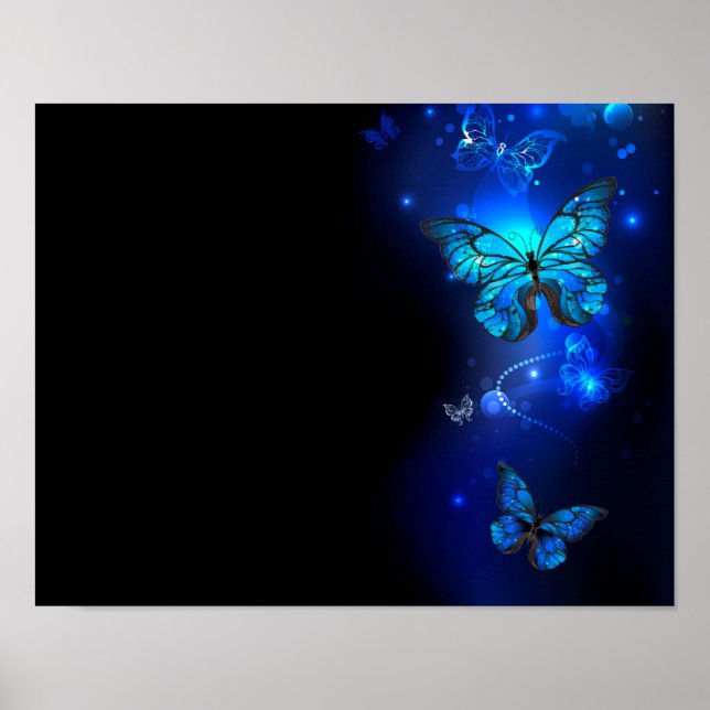 Poster Morpho Butterfly in the Dark Background (Devant)