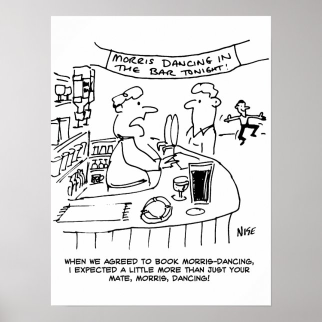 Poster Morris Dancing in Pub. Danse Morris traditionnelle (Devant)