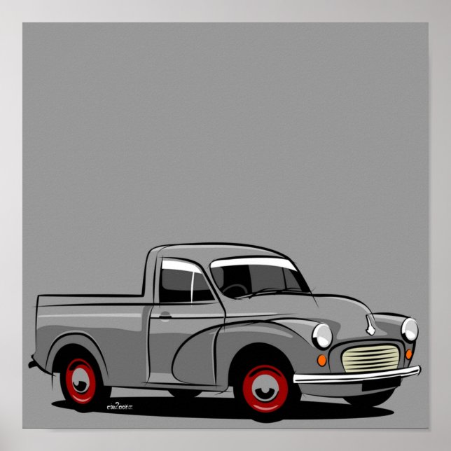 Poster Morris Minor 1000 pickup gris (Devant)