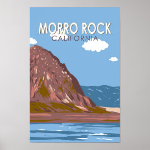 Poster Morro Rock Californie Voyage Art Vintage