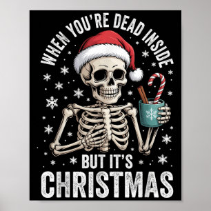 Poster Mort à l'intérieur mais c'est Noël Squelette Café